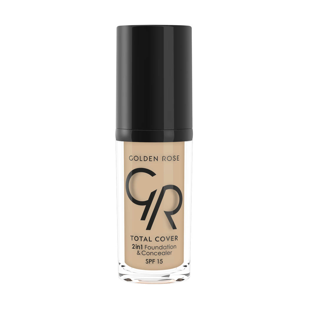 Тональний крем-коректор для обличчя Golden Rose Total Cover 2in1 Foundation &amp; Concealer SPF 15, 05 Cool Sand, 30 мл